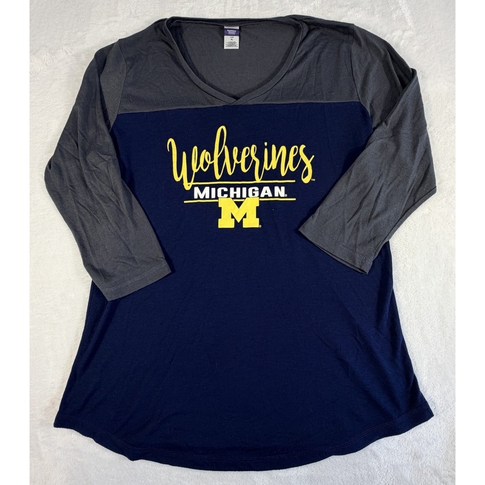 Bottom Drawers Sleepwear University of Michigan Wolverines Shirt Women's XL Blue